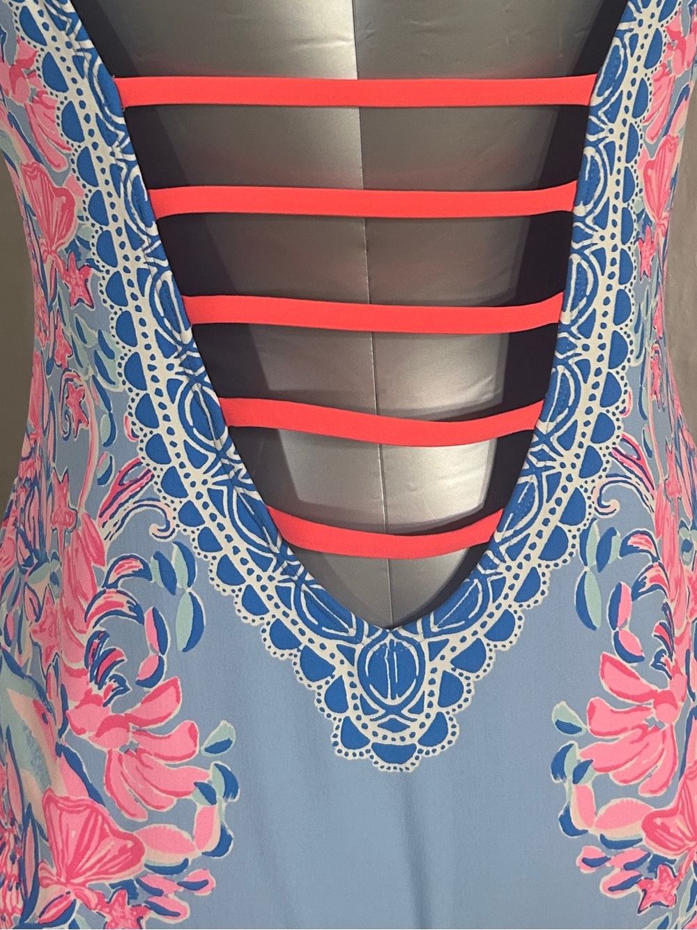 Lilly Pulitzer Sky Blue One-Piece Swimsuit with Pink Floral Accents - Picture 3 of 3